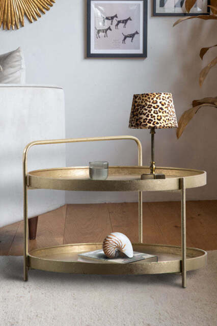 Industrial Style Two-Tier Coffee Table Gold - image 1