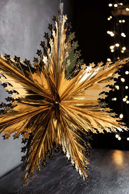Christmas Star Hanging Decoration in Metallic Gold - image 1