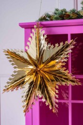 Christmas Star Hanging Decoration in Metallic Gold - thumbnail 4