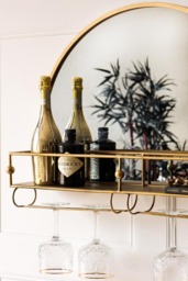 Gold Wall Mirror With Bar Shelf - thumbnail 3