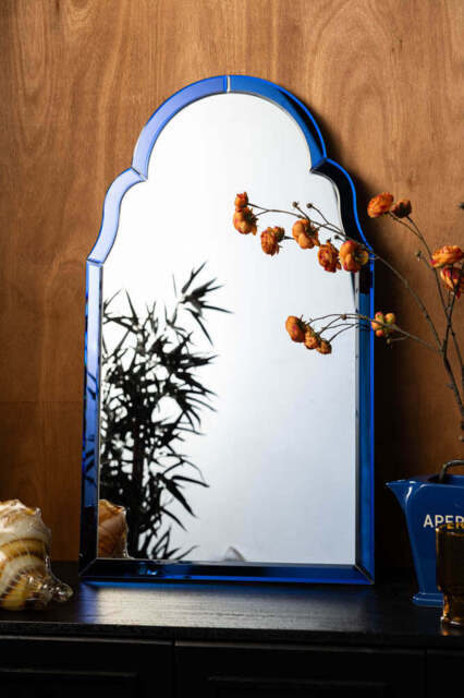 Sapphire Blue Moroccan-Style Wall Mirror - image 1