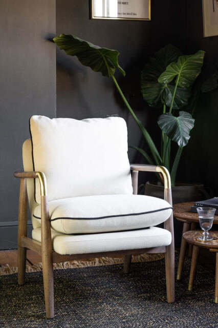 Natural & Black Piping Signature Accent Chair - image 1