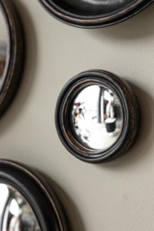 Antique Black Thin Framed Extra Small Convex Mirror - thumbnail 1