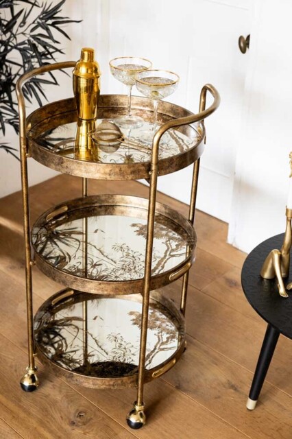 Stunning Antiqued-Gold Effect Drinks Trolley - image 1