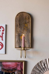 Gold & Foxed Mirror Floral Candle Wall Sconce - thumbnail 5