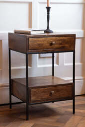 Split Level 2-Drawer Mango Wood Bedside Table