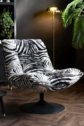 Zebra Print Velvet Swivel Chair - thumbnail 1