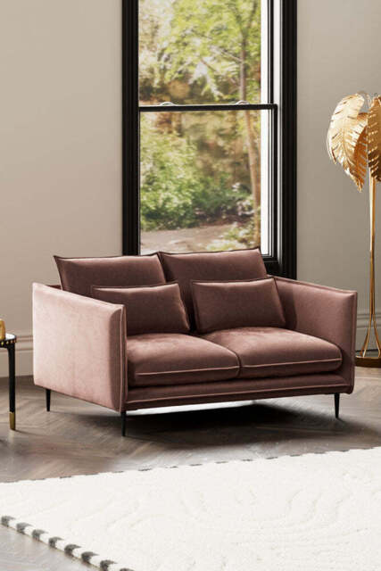 The Lola 2 Seater Sofa in Luxe Pink Velvet - image 1