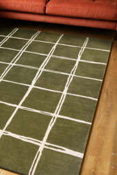 The Albany Grid Rug in Olive - Available in 3 Sizes - thumbnail 3