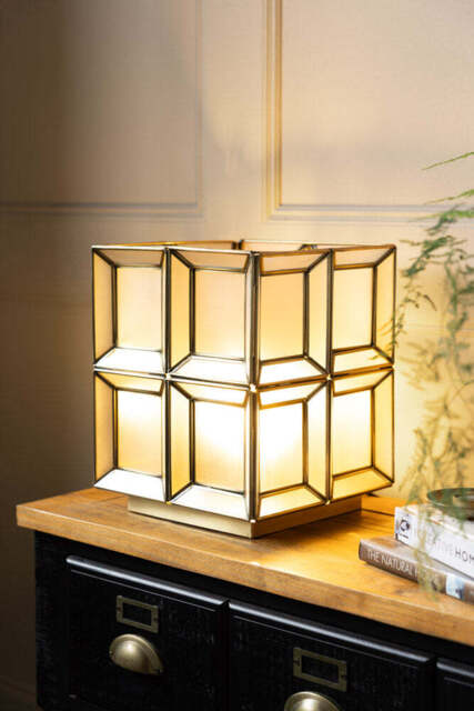 Gold Geometric Glass Table Lamp - image 1
