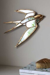 Brass & Mirror Swallow Wall Decoration - thumbnail 3