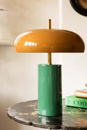 Caramel & Green Domed Table Lamp - thumbnail 1
