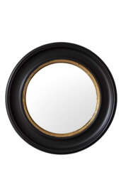 Black Convex Mirror With Aged Gold Detail - thumbnail 4