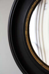 Black Convex Mirror With Aged Gold Detail - thumbnail 3