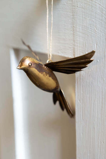 Antique Gold Bird Hanging Ornament - image 1