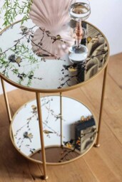 Gold Beautiful Birds Mirror Side Table - thumbnail 3