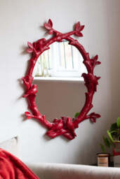 Beautiful Red Bird Oval Wall Mirror - thumbnail 1