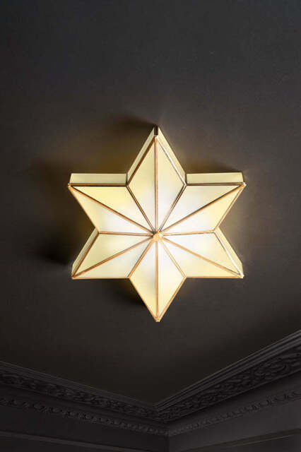Star Brass & Glass Flush Ceiling Light - image 1