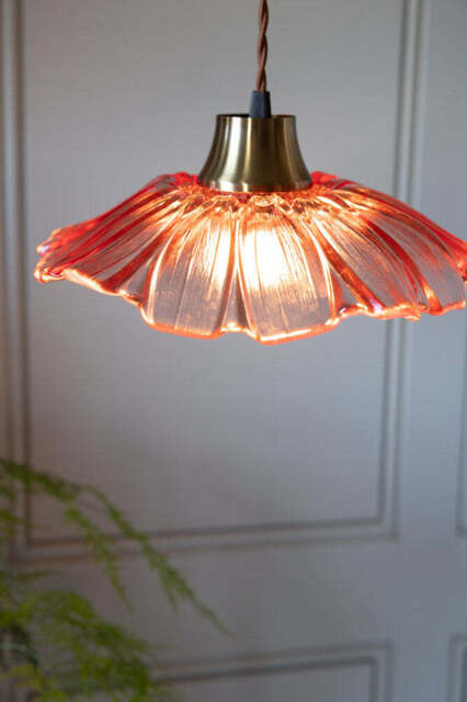 Pale Pink Flower Glass Easyfit Ceiling Light Shade - image 1