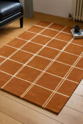 The Albany Grid Rug in Rust - Available in 3 Sizes - thumbnail 1