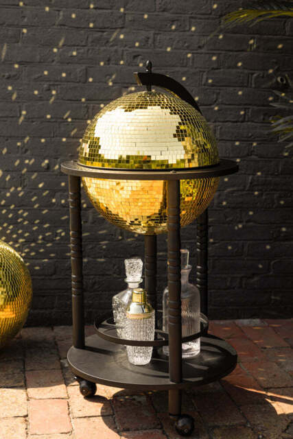 Black & Gold Disco Ball Drinks Trolley Cart - image 1
