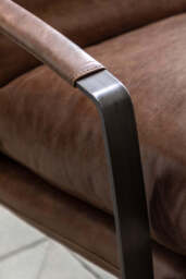 Minimalist Brown Leather Lounge Chair - thumbnail 4