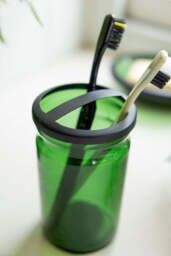 Apothecary-Style Green Glass Toothbrush Holder - thumbnail 3