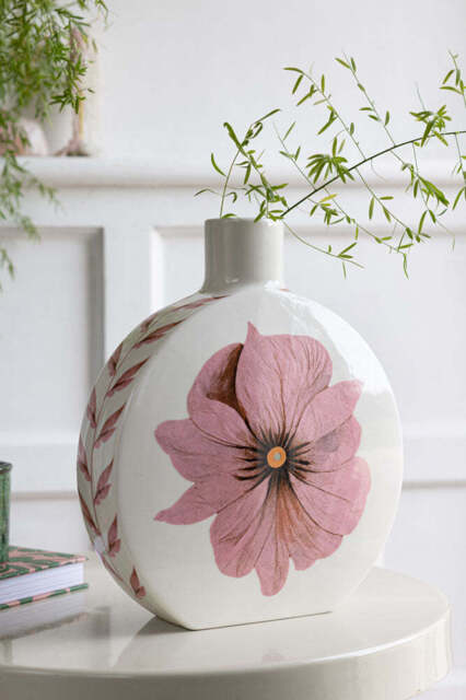 White & Pink Floral Vase - image 1