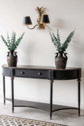 Black Vintage Style Metal Distressed Console Table With Drawer - thumbnail 5