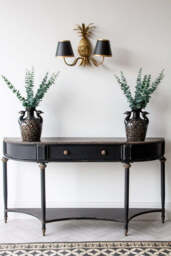 Black Vintage Style Metal Distressed Console Table With Drawer - thumbnail 1