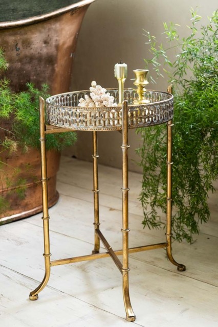 Gold Distressed Mirrored Side Table - image 1