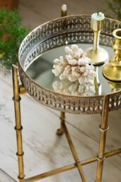 Gold Distressed Mirrored Side Table - thumbnail 3
