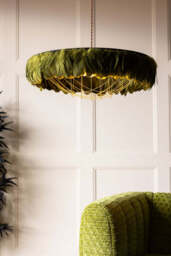 Fabulous Feather Ceiling Light Shade - Olive Green