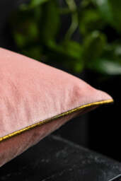 Love Birds Embroidered Pink Velvet Cushion - thumbnail 4