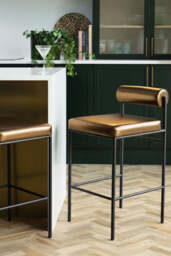 Burnished Gold Roll Back Bar Stool