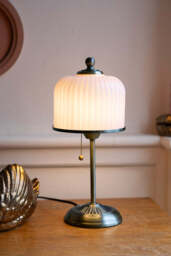 Vintage Pink Fluted Glass Table Lamp
