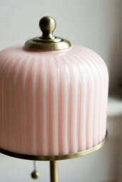 Vintage Pink Fluted Glass Table Lamp - thumbnail 4