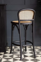 Set of 2 Chez Pitou Wood & Woven Cane Bar Stools in Black - thumbnail 4