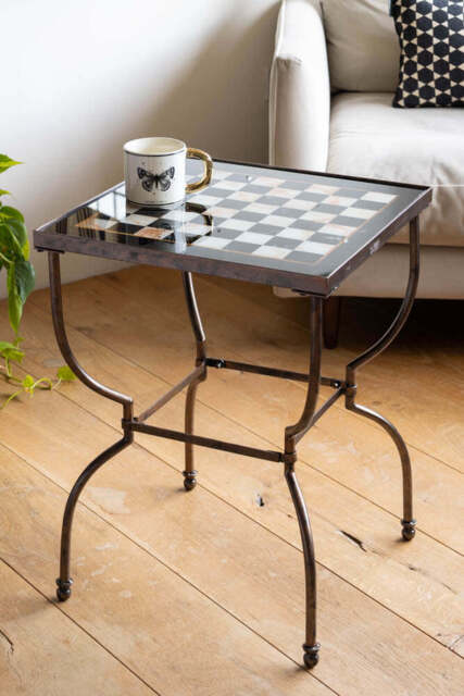 Bronze Effect Chess Side Table - image 1
