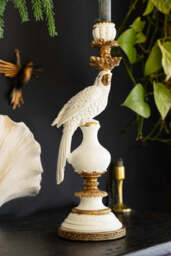 Large White Ornate Parrot Candlestick Holder - thumbnail 1