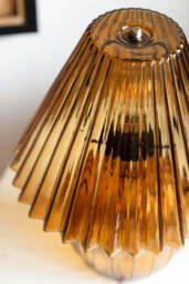 Ribbed Amber Glass Table Lamp - thumbnail 3
