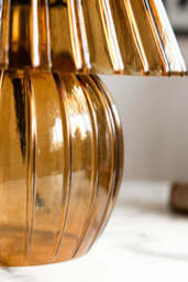 Ribbed Amber Glass Table Lamp - thumbnail 4