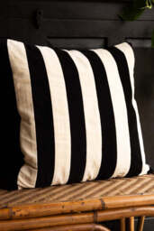Black & Off-White Stripe Velvet Cushion - thumbnail 3