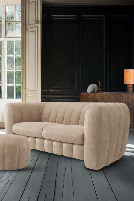 The Bowie Large Sofa In Luxe Needlecord Velvet Natural Whisper - image 1
