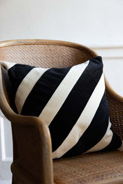 Monochrome Stripe Velvet Cushion - image 1