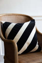 Monochrome Stripe Velvet Cushion - thumbnail 1