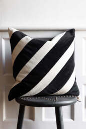 Monochrome Stripe Velvet Cushion - thumbnail 3