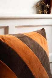 HKLiving Coffee & Mocha Striped Velvet Cushion - thumbnail 4