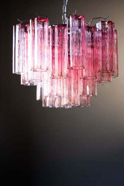 Beautiful Waved Glass Chandelier in Pink - image 1