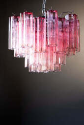 Beautiful Waved Glass Chandelier in Pink - thumbnail 1